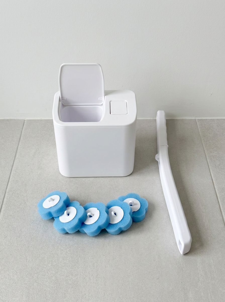 LekkerSkoon handle, storage container and refill heads laid out