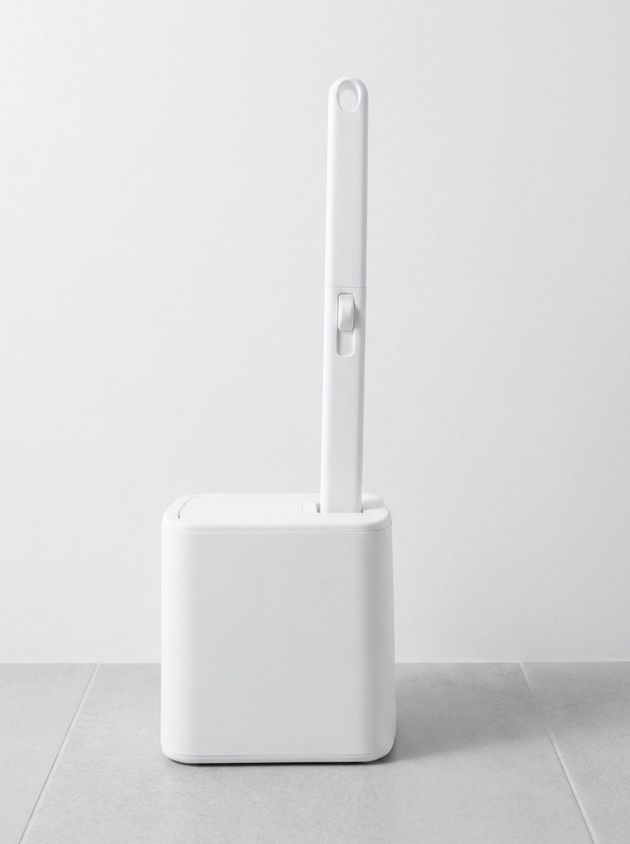 LekkerSkoon disposable toilet brush in its wall holder